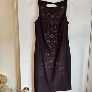 CDC Sparkling Maroon Cocktail Dress Sleeveless Cutout Back Size 10 Midi Length